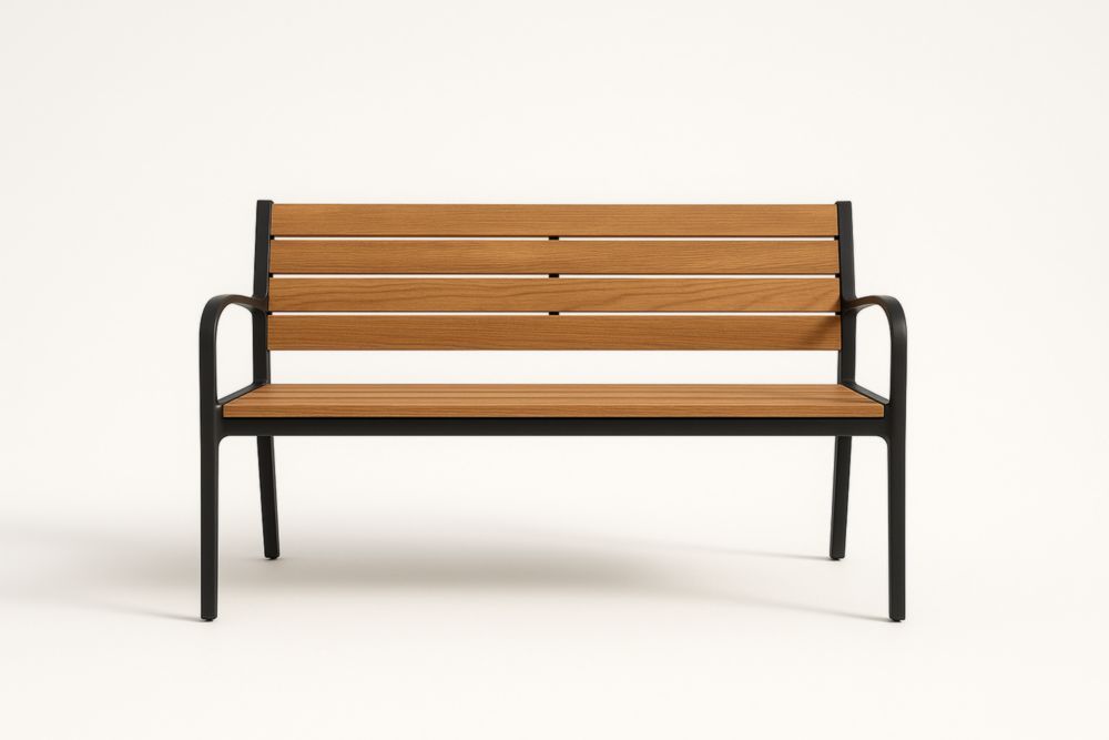 Panca in legno e metallo nero