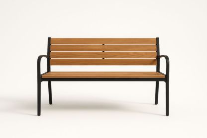 Panca in legno e metallo nero