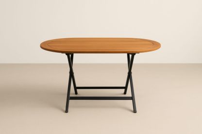 Tavolo Ovale Pieghevole in Legno e Metallo