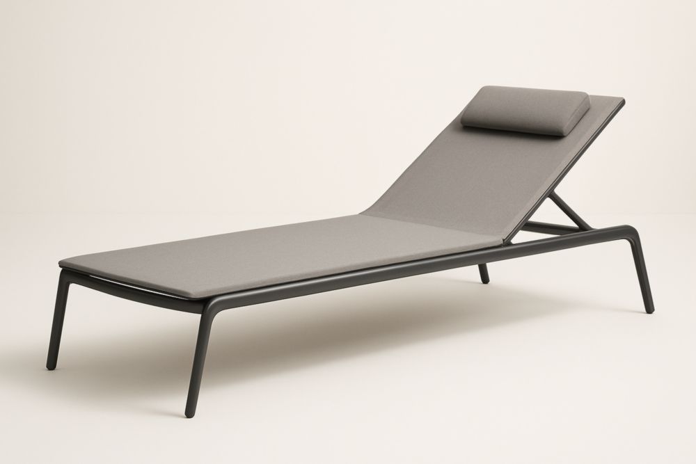 Lettino Prendisole in Alluminio e Poliestere Grigio