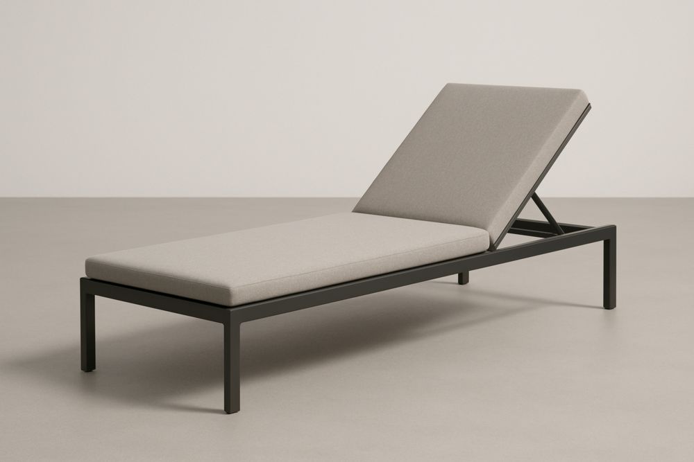 Lettino Prendisole in Alluminio e Tessuto Grigio