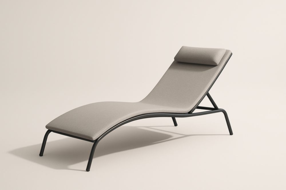 Sdraio da giardino in alluminio e tessuto di poliestere grigio 195x65x38 cm