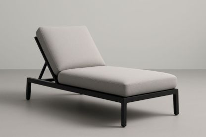 Lettino prendi-sole in alluminio e poliestere grigio 200x70x40 cm