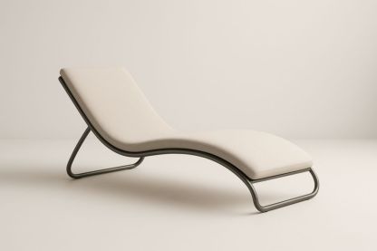 Chaise longue in acciaio con rivestimento in tessuto beige