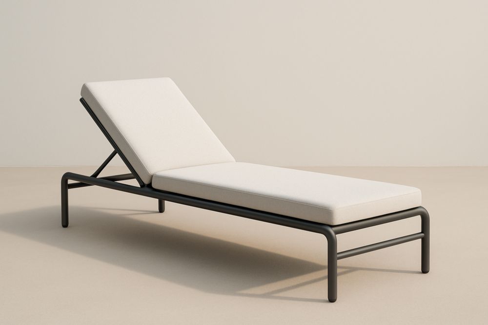 Lettino prendisole in alluminio nero e tessuto bianco 200x65x30 cm