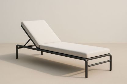 Lettino prendisole in alluminio nero e tessuto bianco 200x65x30 cm