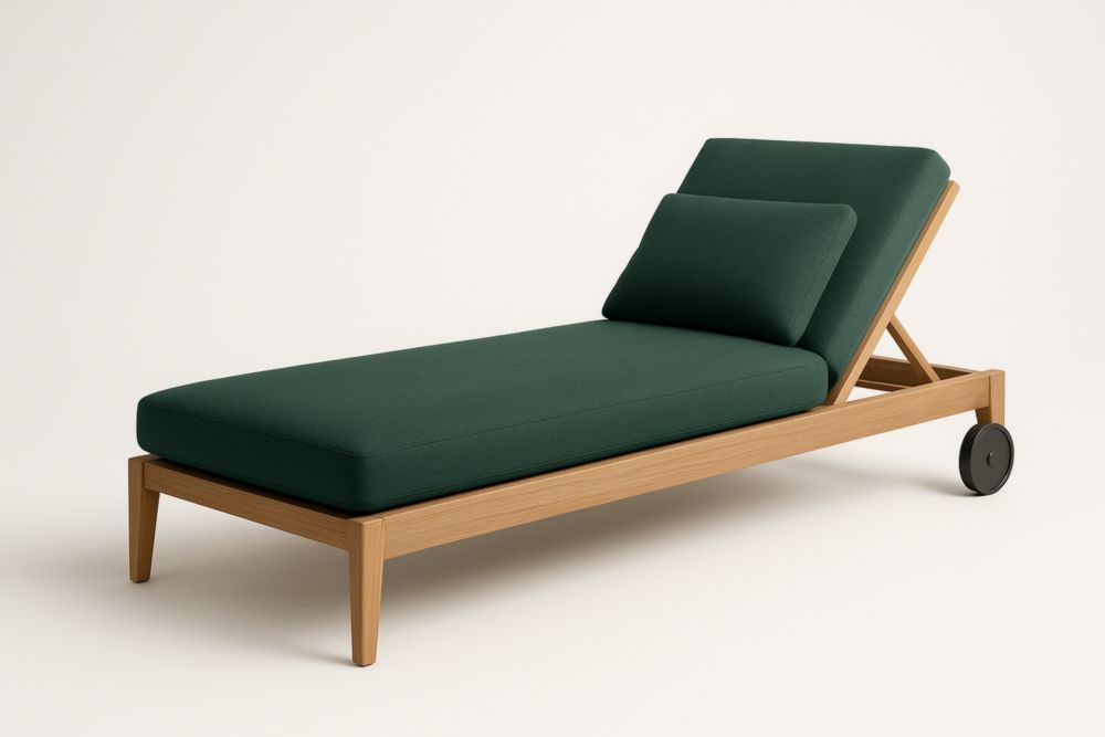 Lettino Prendisole Faggio con Cuscino Verde