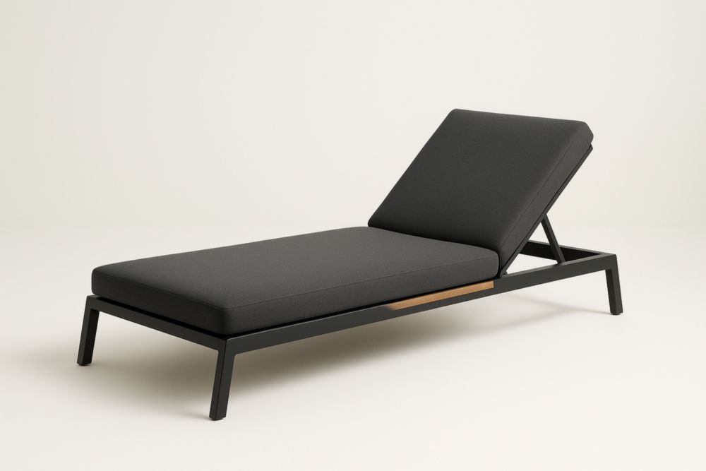 Lettino prendisole reclinabile in alluminio e poliestere nero