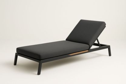 Lettino prendisole reclinabile in alluminio e poliestere nero