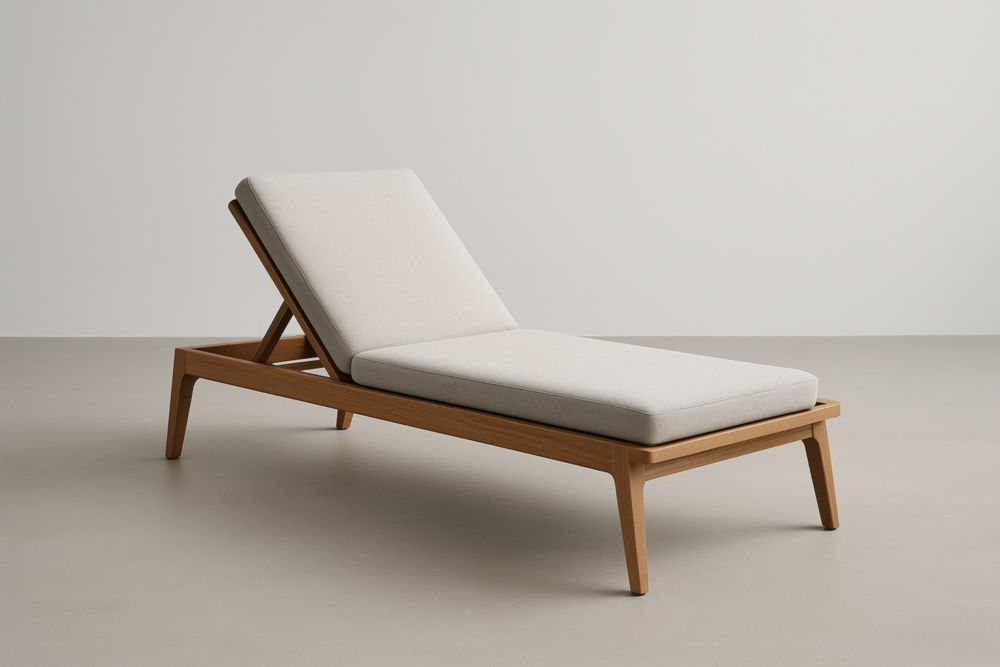 Lettino prendisole in legno massello e tessuto bianco