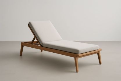 Lettino prendisole in legno massello e tessuto bianco