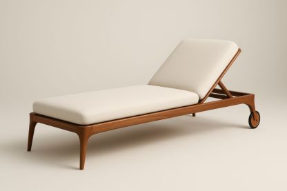 Lettino prendisole in legno massello con cuscino regolabile 200x70x35 cm