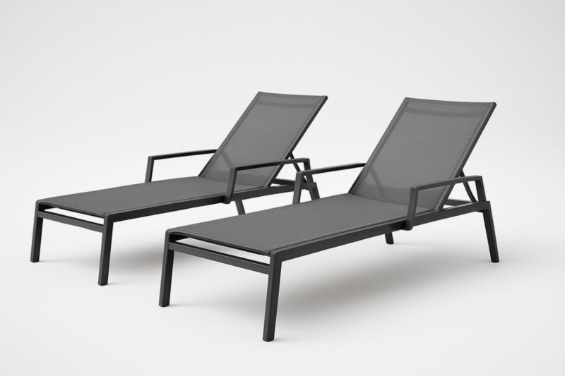 Set di 2 Sdraio Prendisole in Alluminio e Tessuto Textilene Regolabili Grigie