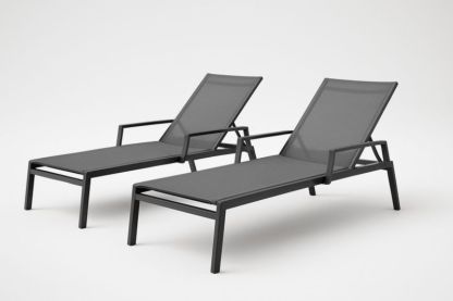 Set di 2 Sdraio Prendisole in Alluminio e Tessuto Textilene Regolabili Grigie