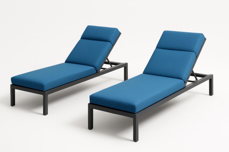 Set di 2 Lettini Prendisole Regolabili Alluminio Poliestere Blu