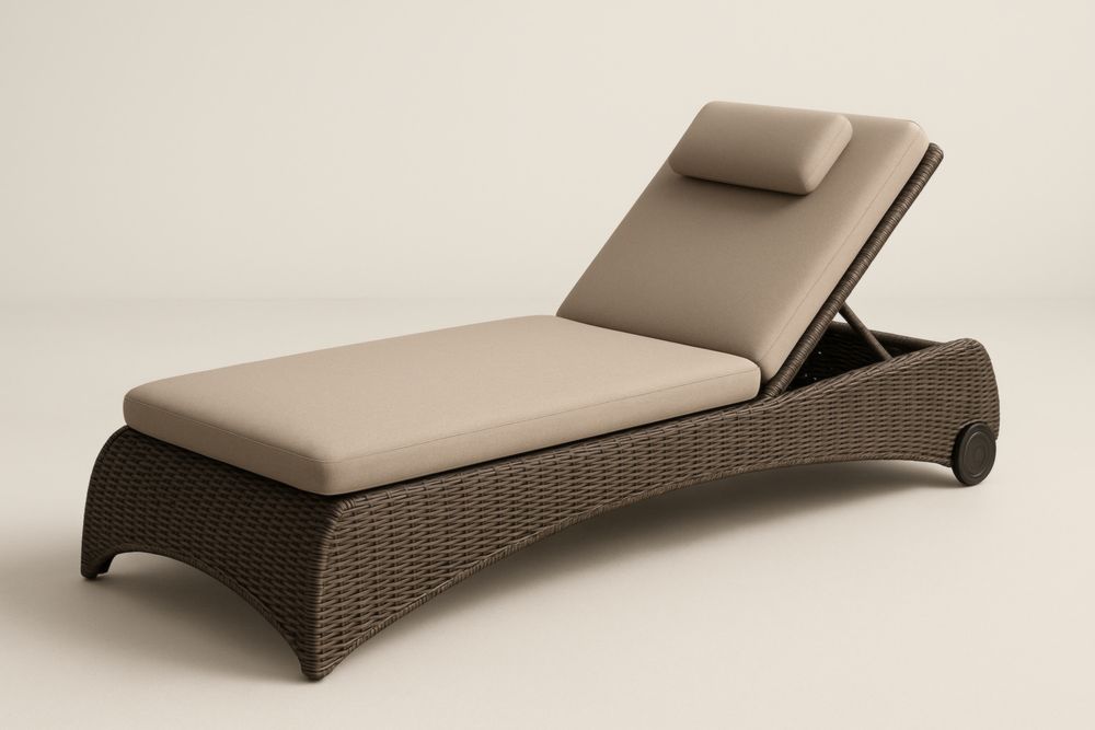 Lettino Prendisole Regolabile in Polyrattan Marrone