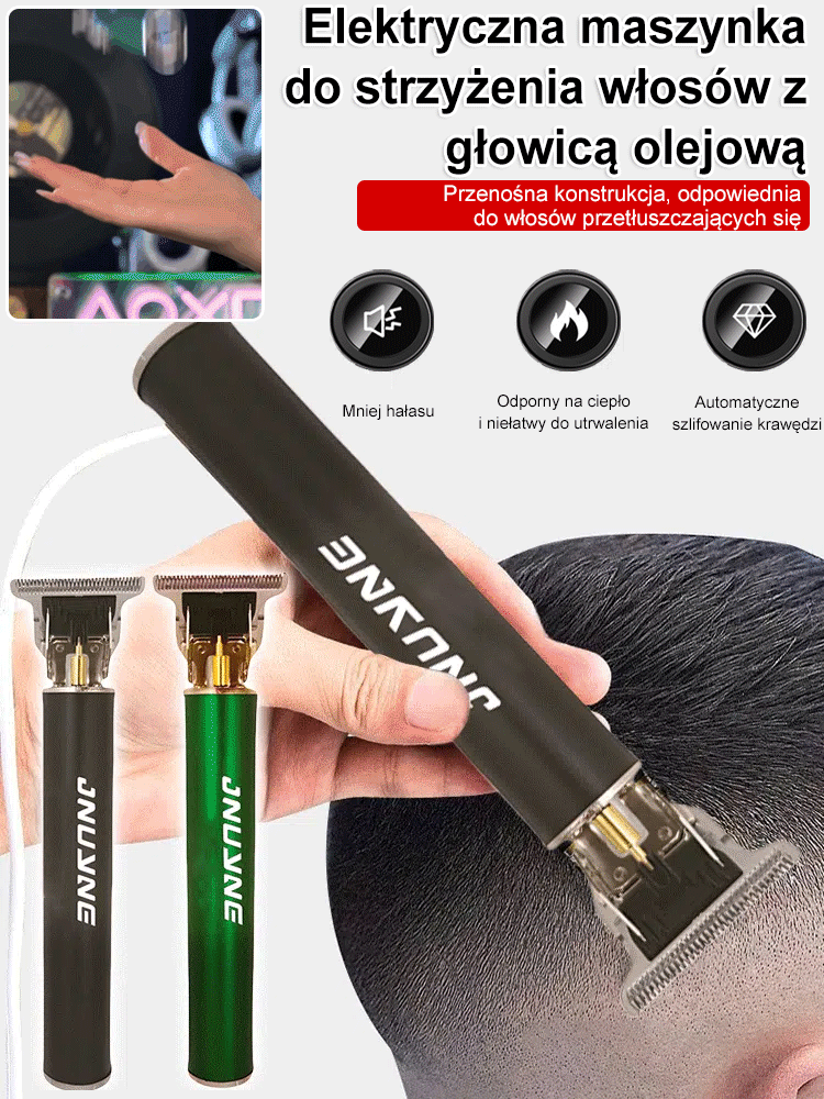 Cicha, bezzatykająca się elektryczna maszynka do strzyżenia włosów z olejkiem 【Strzyżenie, golenie i depilacja w jednym!】