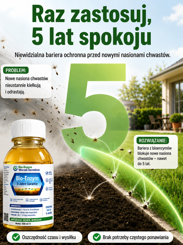 【Oferta ograniczona czasowo – kup jeden, drugi gratis!】【System korzeniowy całkowicie upłynniony】5-letni środek chwastobójczy z biologicznymi enzymami przeciwko zgniliźnie korzeni【Jeden oprysk, pięć lat ochrony przed chwastami.】