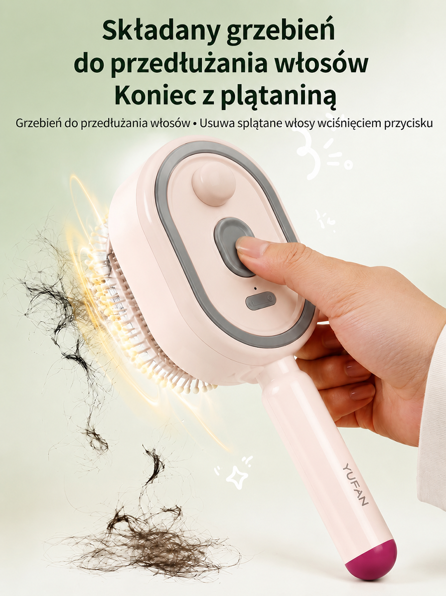 Wielofunkcyjny grzebień do pielęgnacji włosów bez spłukiwania z olejkami eterycznymi i terapią światłem czerwonym – natychmiast wygładza włosy, zapewnia pielęgnację skóry głowy na poziomie salonowym, skutecznie zapobiega wypadaniu włosów i wspomaga odrost