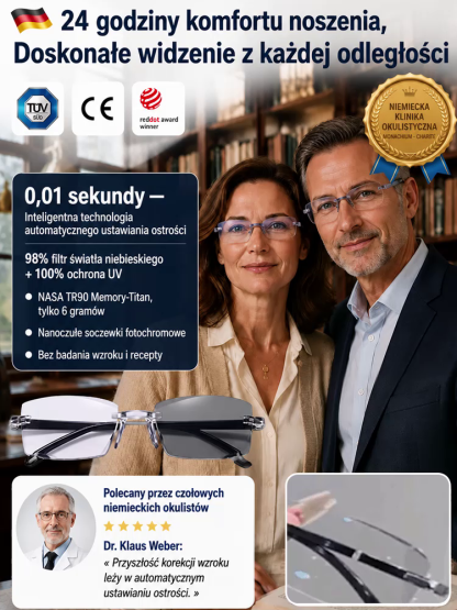 【Niemiecka technologia optyczna】Soczewki progresywne z autofokusem 0,01 s | +1,00–+7,00 dioptrii bezstopniowo do czytania i jazdy samochodem 【Kup raz, korzystaj przez całe życie – nigdy więcej nie będziesz potrzebować okularów!】