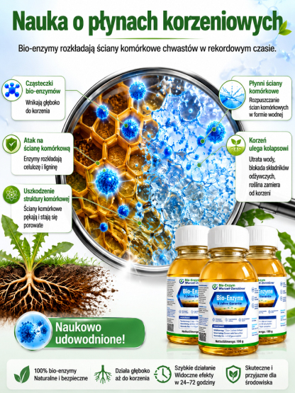 【Oferta ograniczona czasowo – kup jeden, drugi gratis!】【System korzeniowy całkowicie upłynniony】5-letni środek chwastobójczy z biologicznymi enzymami przeciwko zgniliźnie korzeni【Jeden oprysk, pięć lat ochrony przed chwastami.】