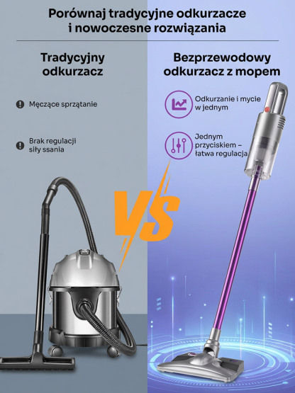 Odkurzacz ręczny z funkcją mopa🐾Silna siła ssania z łatwością usuwa kurz, zanieczyszczenia i sierść zwierząt