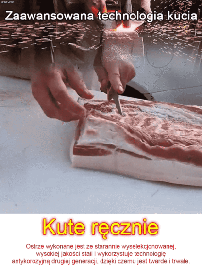 Ręcznie kuty nóż do filetowania-Długotrwała ostrość🥩 Łatwe i szybkie oddzielanie mięsa od kości, stabilne odkostnianie
