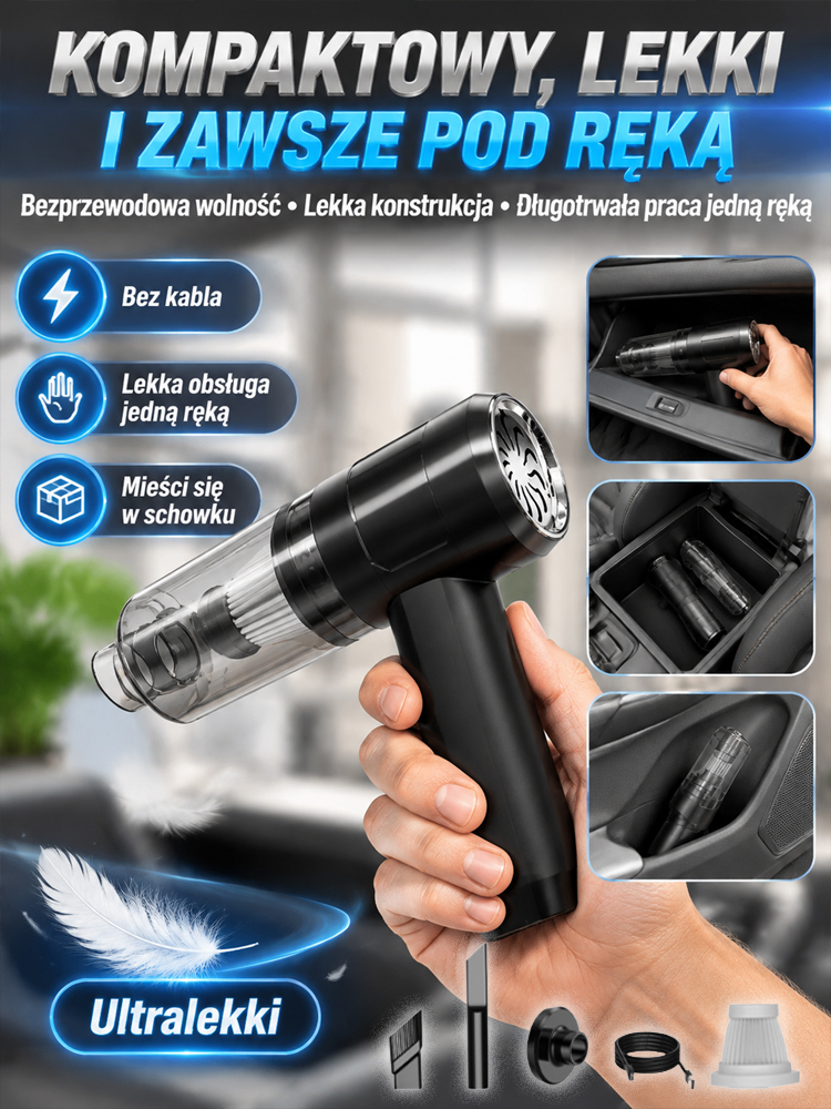 🚿 ⚡ Siła ssania 32 000 Pa – niczym potężna wichura – błyskawicznie usuwa wszelkie zabrudzenia!