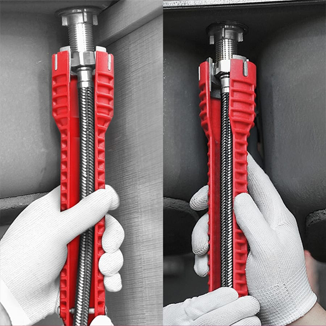 🛠️✅ Wielofunkcyjny klucz do naprawy zlewu 8 w 1, zaprojektowany z myślą o łatwym dostępie do trudno dostępnych miejsc