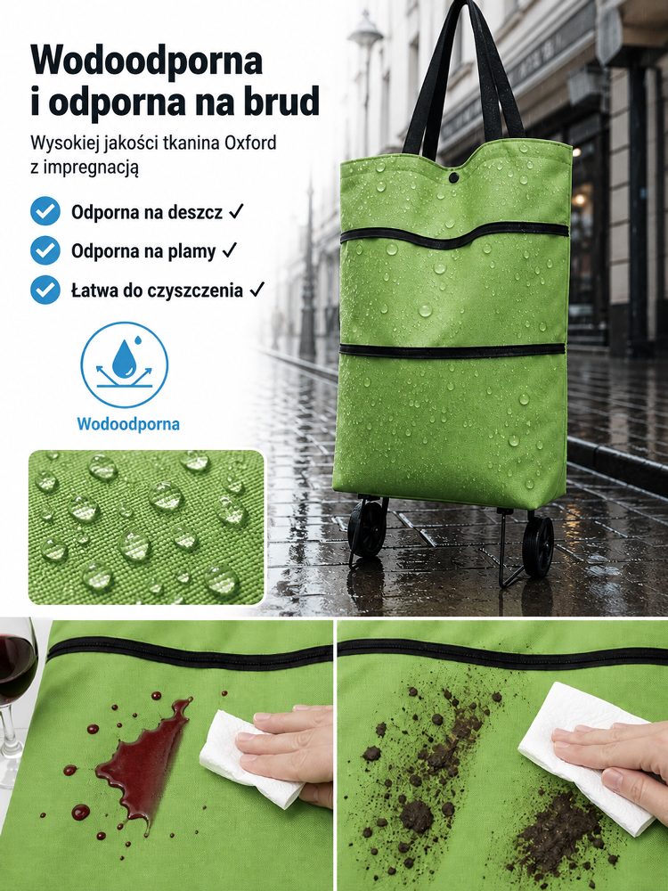 Ekologiczny wielofunkcyjny wózek składany🔥2‑w‑1 torba + wózek, duży pojemność, lekka do transportu