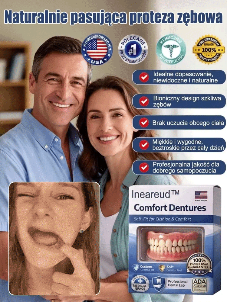 Naturalnie dopasowana proteza zębowa z uśmiechem🪄 Wizyta u dentysty nie jest wymagana, wystarczy 3-minutowa samodzielna instalacja w domu