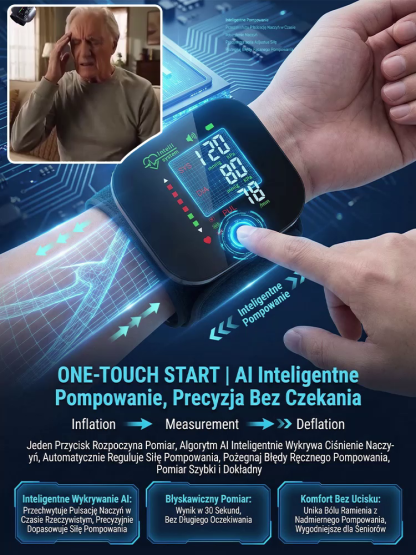 【Rodzinny Prywatny Lekarz】Inteligentny Medyczny Ciśnieniomierz Nadgarstkowy AI 🩺📈 Nie ma potrzeby zdejmowania ubrań ani zakasywania rękawów. Możesz łatwo zmierzyć ciśnienie krwi i poziom cukru we krwi w domu