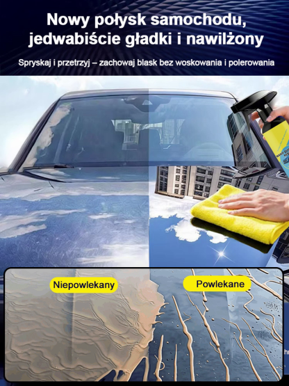 Szybki spray nanowarstwowy do polerowania i usuwania zanieczyszczeń🛡️ Jedno użycie, utrzymuje połysk i ochronę nowego samochodu przez sześć miesięcy