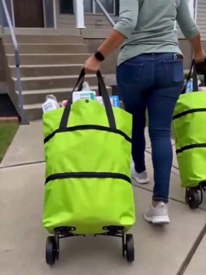 Ekologiczny wielofunkcyjny wózek składany🔥2‑w‑1 torba + wózek, duży pojemność, lekka do transportu