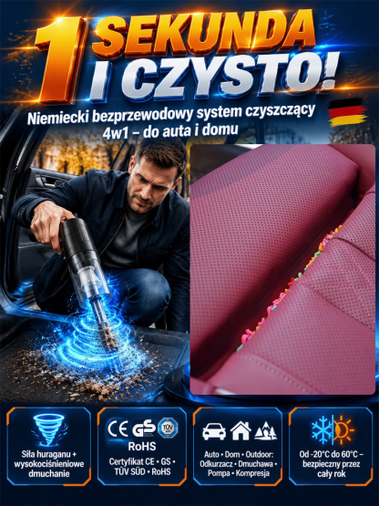 🚿 ⚡ Siła ssania 32 000 Pa – niczym potężna wichura – błyskawicznie usuwa wszelkie zabrudzenia!