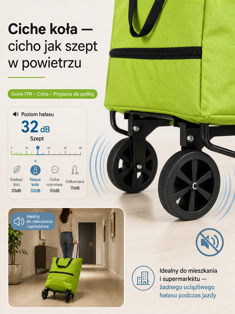 Ekologiczny wielofunkcyjny wózek składany🔥2‑w‑1 torba + wózek, duży pojemność, lekka do transportu