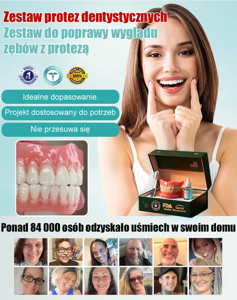 [Zawiera bezpłatne etui na protezę]Zestaw do poprawy wyglądu zębów z protezą