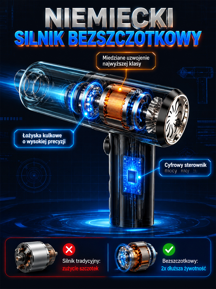 🚿 ⚡ Siła ssania 32 000 Pa – niczym potężna wichura – błyskawicznie usuwa wszelkie zabrudzenia!