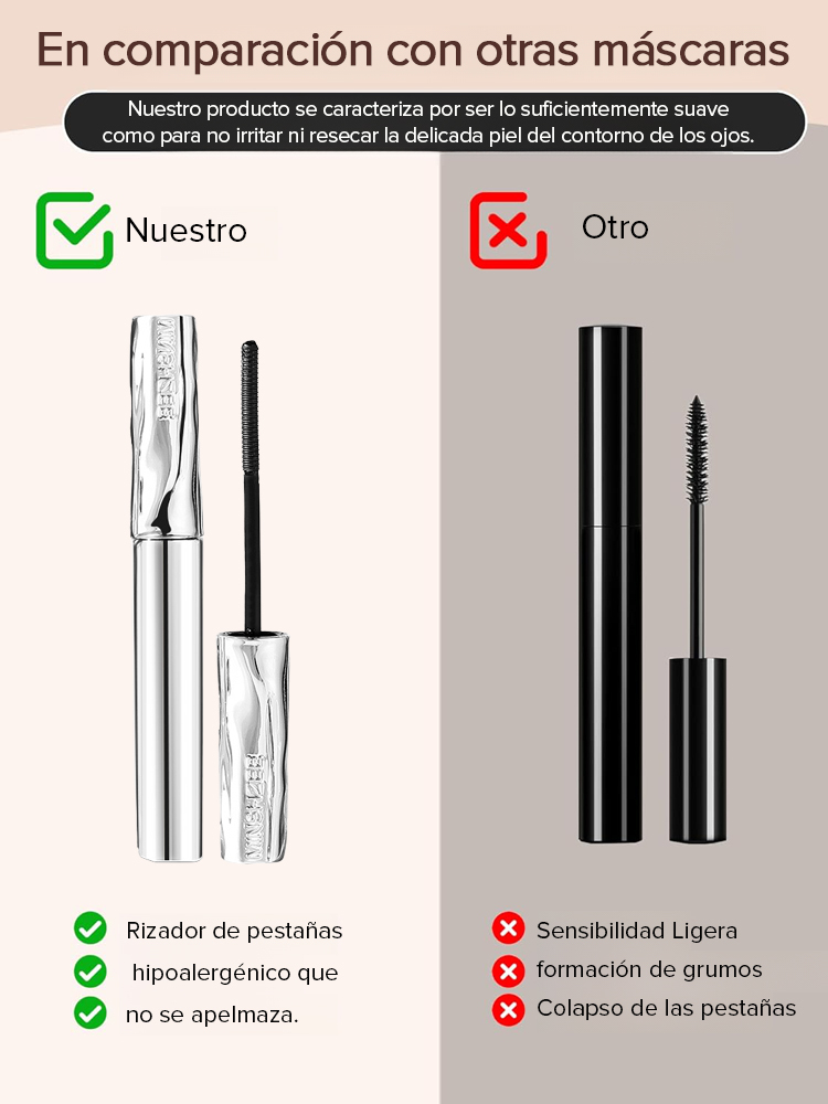 [Agranda tus ojos] Máscara de pestañas con aplicador de tubo de acero pequeño