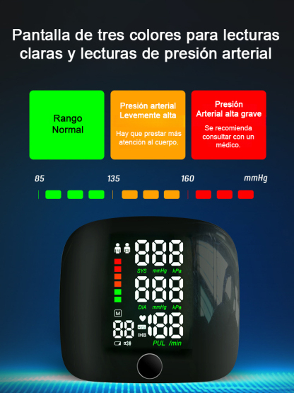 Tensiómetro electrónico de muñeca totalmente automático con pantalla grande y función de voz