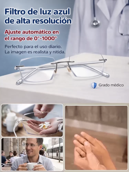 【Colaboración con diseñadores】 Gafas de lectura con zoom inteligente y cambio de color Starry Sky