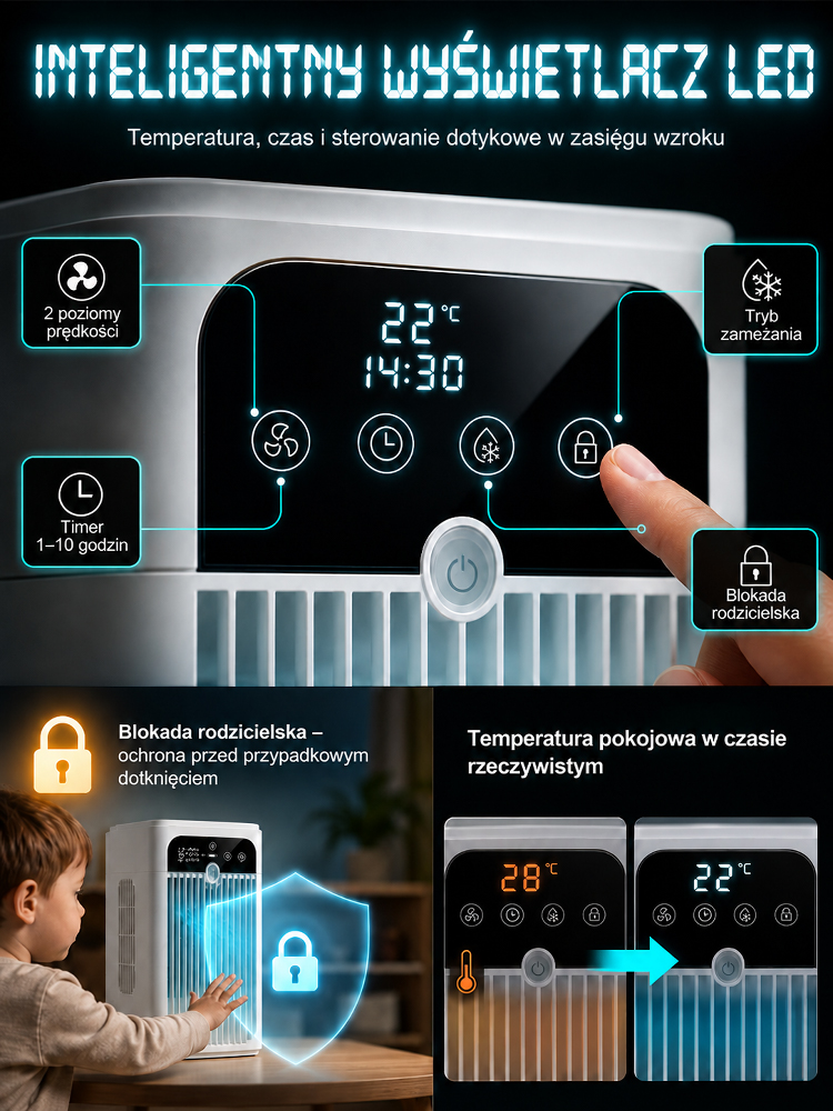 💦💦Przenośny wentylator klimatyzacyjny z mgiełką, poprawa chłodzenia o 70%