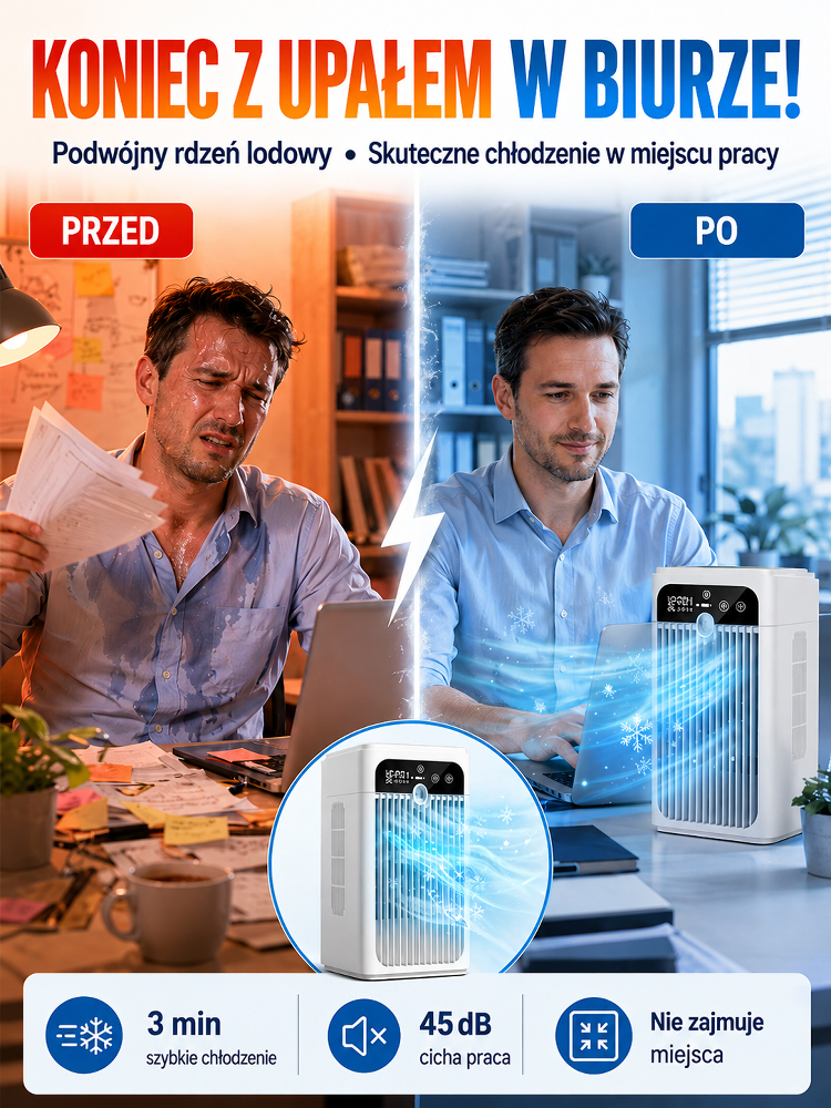 💦💦Przenośny wentylator klimatyzacyjny z mgiełką, poprawa chłodzenia o 70%
