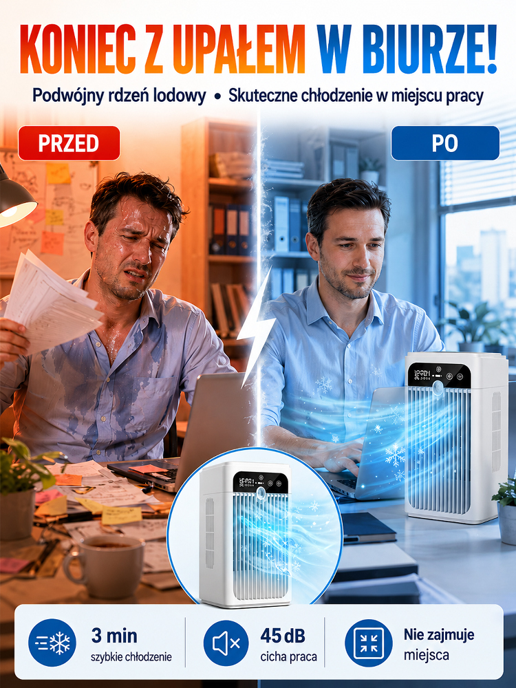💦💦Przenośny wentylator klimatyzacyjny z mgiełką, poprawa chłodzenia o 70%