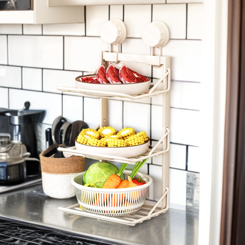 Organisateur de plan de travail à ventouse, porte-aliments à plusieurs étages, installation facile