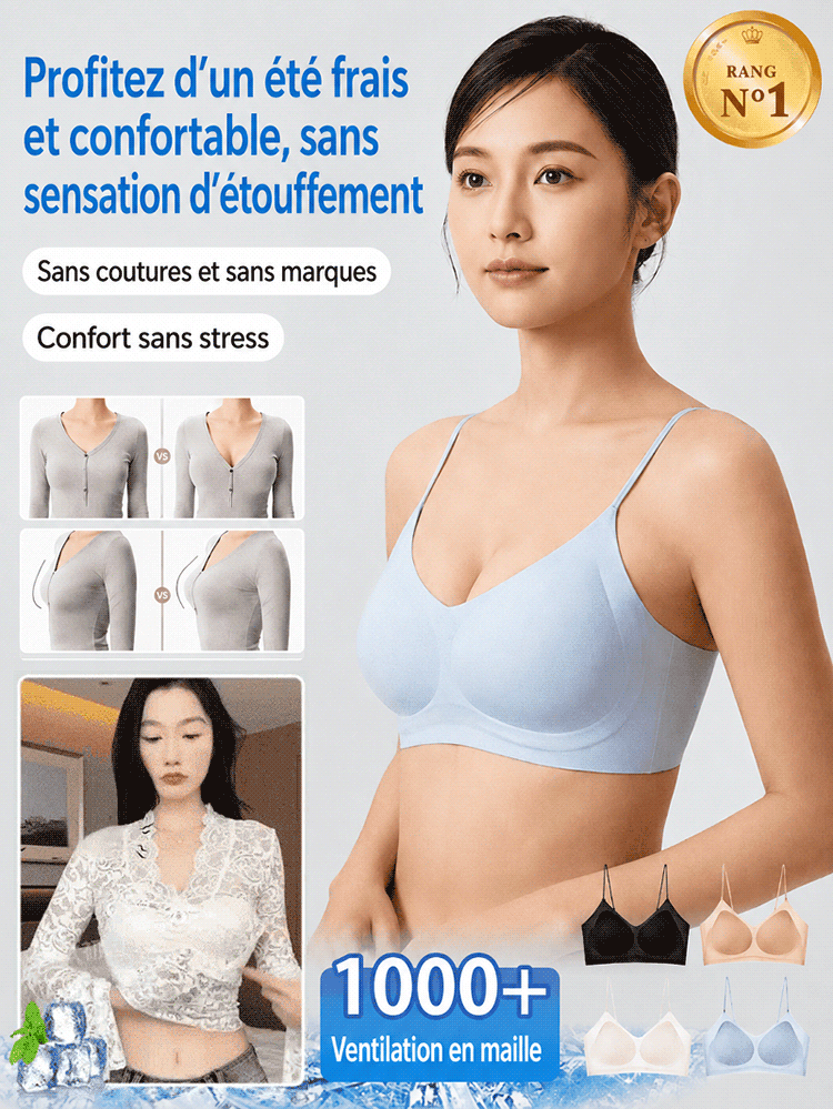 ❄️ Matière en soie glacée – fraîche même par 40°C. Aucune odeur, ne transparaît pas sous une chemise blanche. 💨 Portez-la sans crainte, elle galbe la poitrine, fini les complexes. ✨