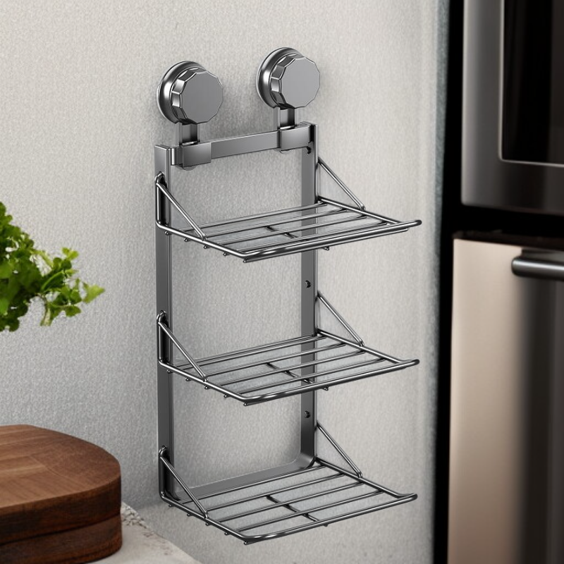 Organisateur de plan de travail à ventouse, porte-aliments à plusieurs étages, installation facile