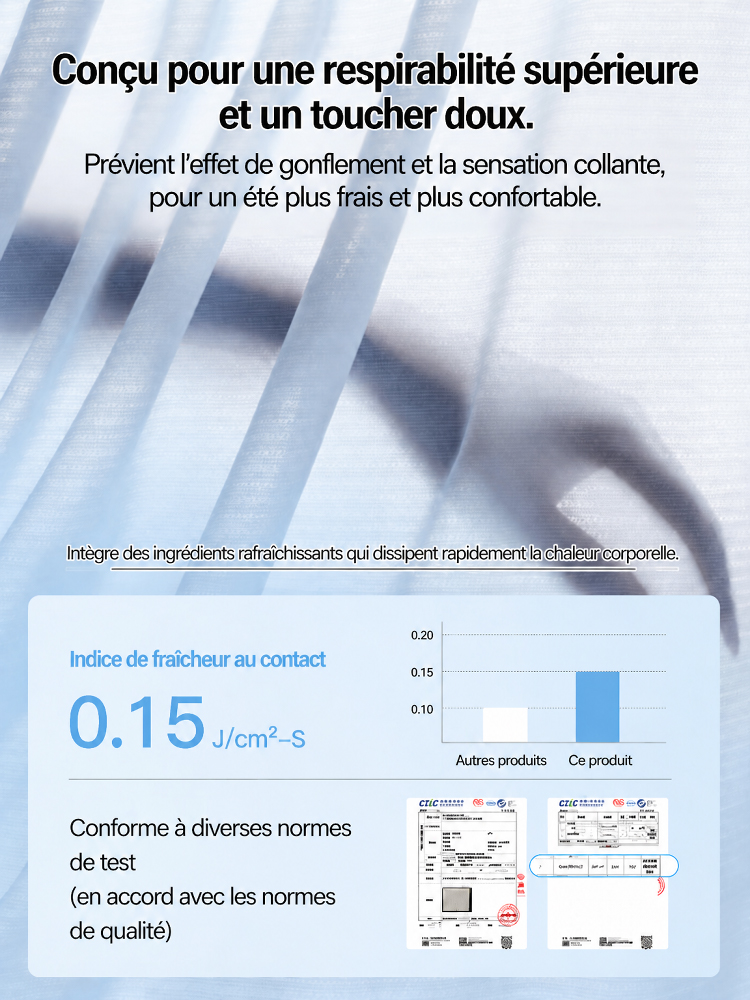 ❄️ Matière en soie glacée – fraîche même par 40°C. Aucune odeur, ne transparaît pas sous une chemise blanche. 💨 Portez-la sans crainte, elle galbe la poitrine, fini les complexes. ✨