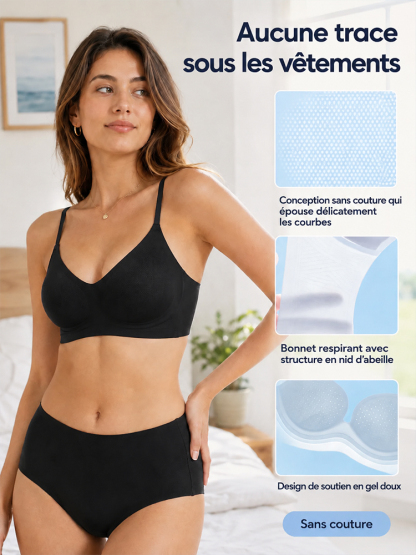 ❄️ Matière en soie glacée – fraîche même par 40°C. Aucune odeur, ne transparaît pas sous une chemise blanche. 💨 Portez-la sans crainte, elle galbe la poitrine, fini les complexes. ✨
