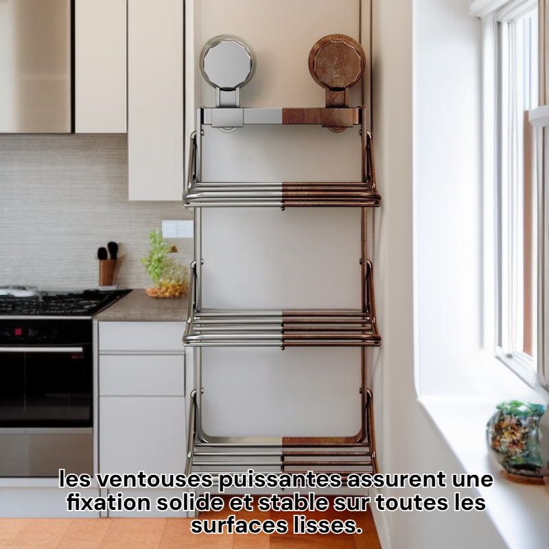 Organisateur de plan de travail à ventouse, porte-aliments à plusieurs étages, installation facile